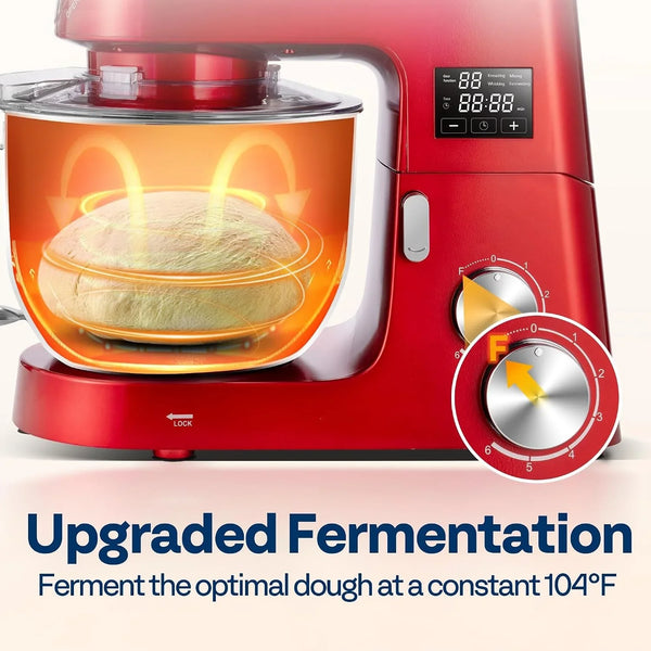 9-In-1 Stand Mixer with Fermentation & Timer, 7.5-Quart, Red | Built-In Fermentation, Meat Grinder & Blender Jar, Pasta Maker & Slicer, Dough Hook, Beater, Whisk, Stainless Steel Bowl2