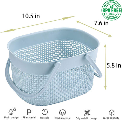 Portable Plastic Shower Caddy Basket with Handles, Blue5