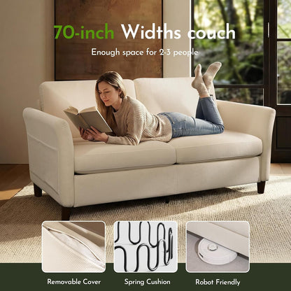 70" Modern Corduroy Loveseat Sofa Couch,Beige3