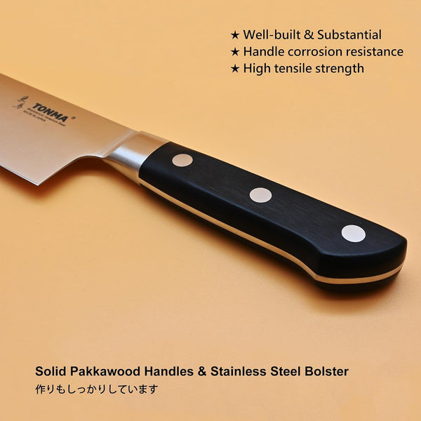 TONMA Chef Knife, Made in Japan, 8.2” Stainless Steel Kitchen Knife, TCK-13