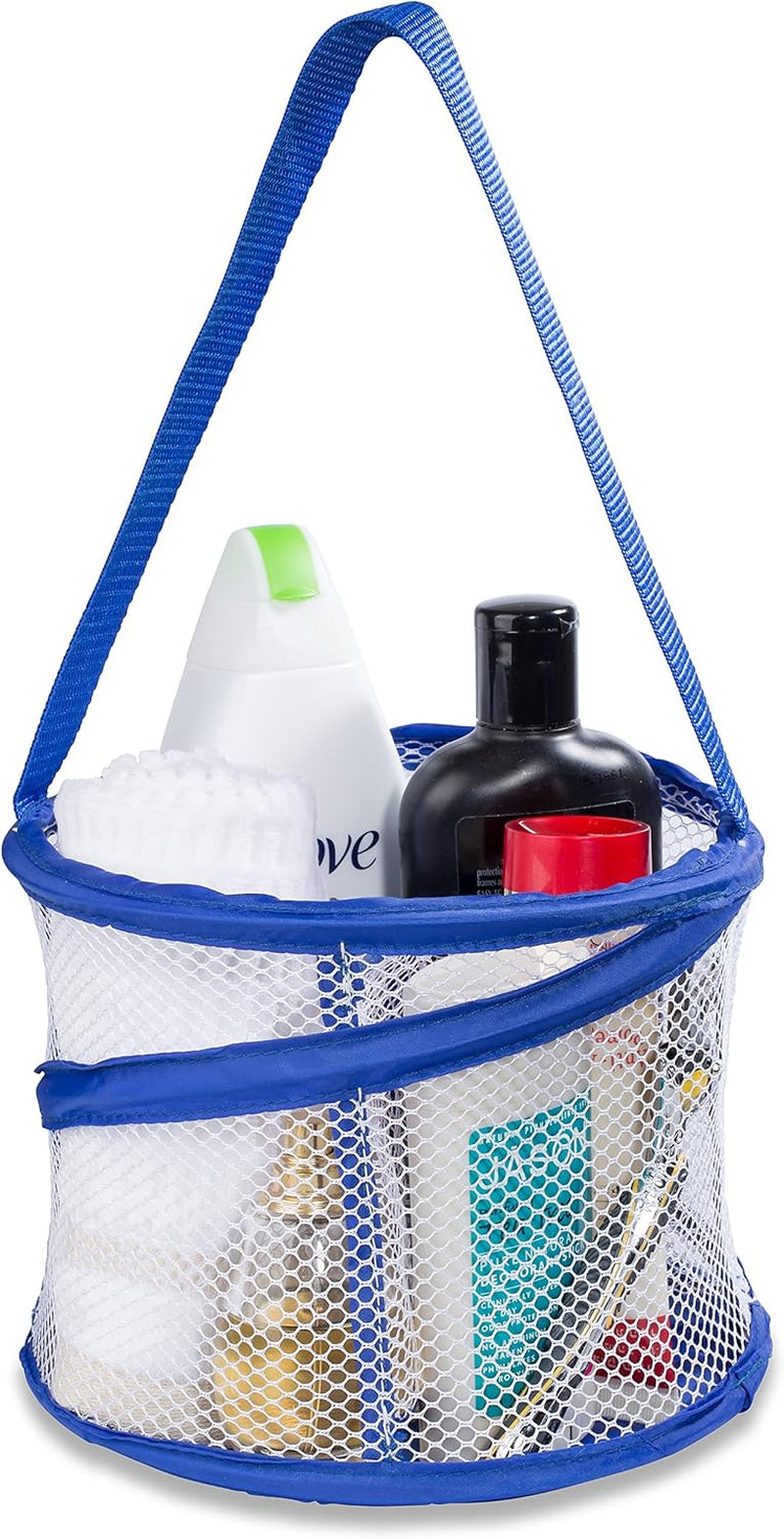 foldable-shower-caddy-collapsible-portable-drainage-hole-carry-handle-large-compartments-great-organizer-for-camp-travel-gym-and-dorm-blue