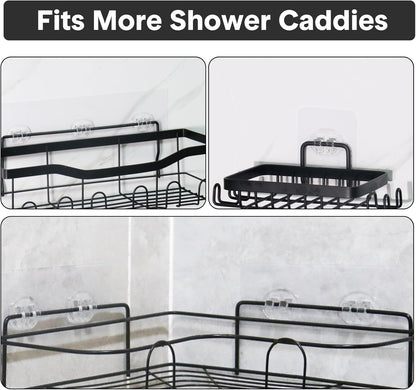 14 Pack Shower Caddy Adhesive Replacement, Strong Adhesive Hooks, Waterproof Shower Adhesive Strips, No Drilling, for Bathroom Storage Shelves and Kitchen Racks7