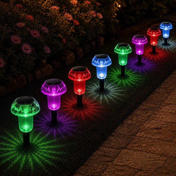 Solar Garden Lights Outdoor, 8 Pack Mushroom Pathway Lights for Yard Decor1