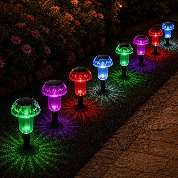 Solar Garden Lights Outdoor, 8 Pack Mushroom Pathway Lights for Yard Decor