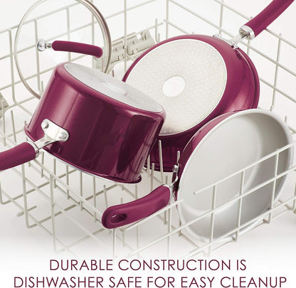 Create Delicious Nonstick Cookware Pots and Pans Set, 13 Piece, Burgundy Shimmer4