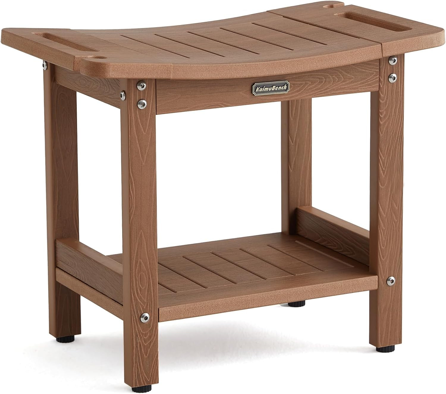 poly-shower-stool-for-inside-shower-waterproof-shower-bench-for-shaving-legs-heavy-duty-plastic-bathroom-chair-seat-with-handles-adjustable-feet-foot-rest-no-maintenance-brown