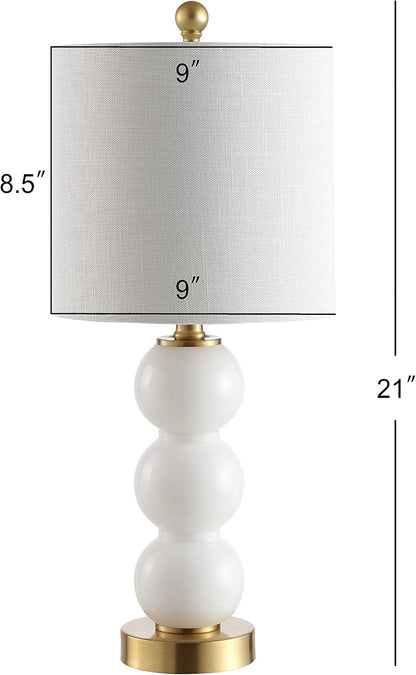 February 21" Stacked Sphere Table Lamp, White/Brass Gold3