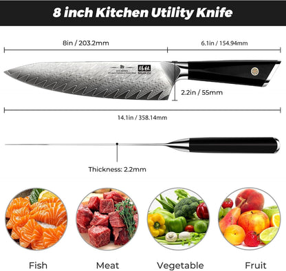 Damascus Chef Knife 8 Inch, 67-Layer High Carbon Steel4
