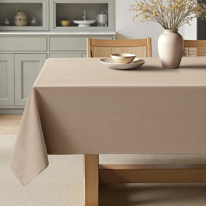 Linen Textured Rectangle Tablecloth 52X70 Inch Light Brown1