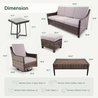 All-Weather Outdoor Wicker Patio Furniture Set with Thick Cushions2