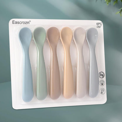 Baby Spoons, 6 Pack First Stage Silicone Feeding Spoons, BPA Free | Soft Tip Feeding Baby Utensils, Baby Led Weaning Supplies Training Spoons, Dishwasher and Boil Safe7
