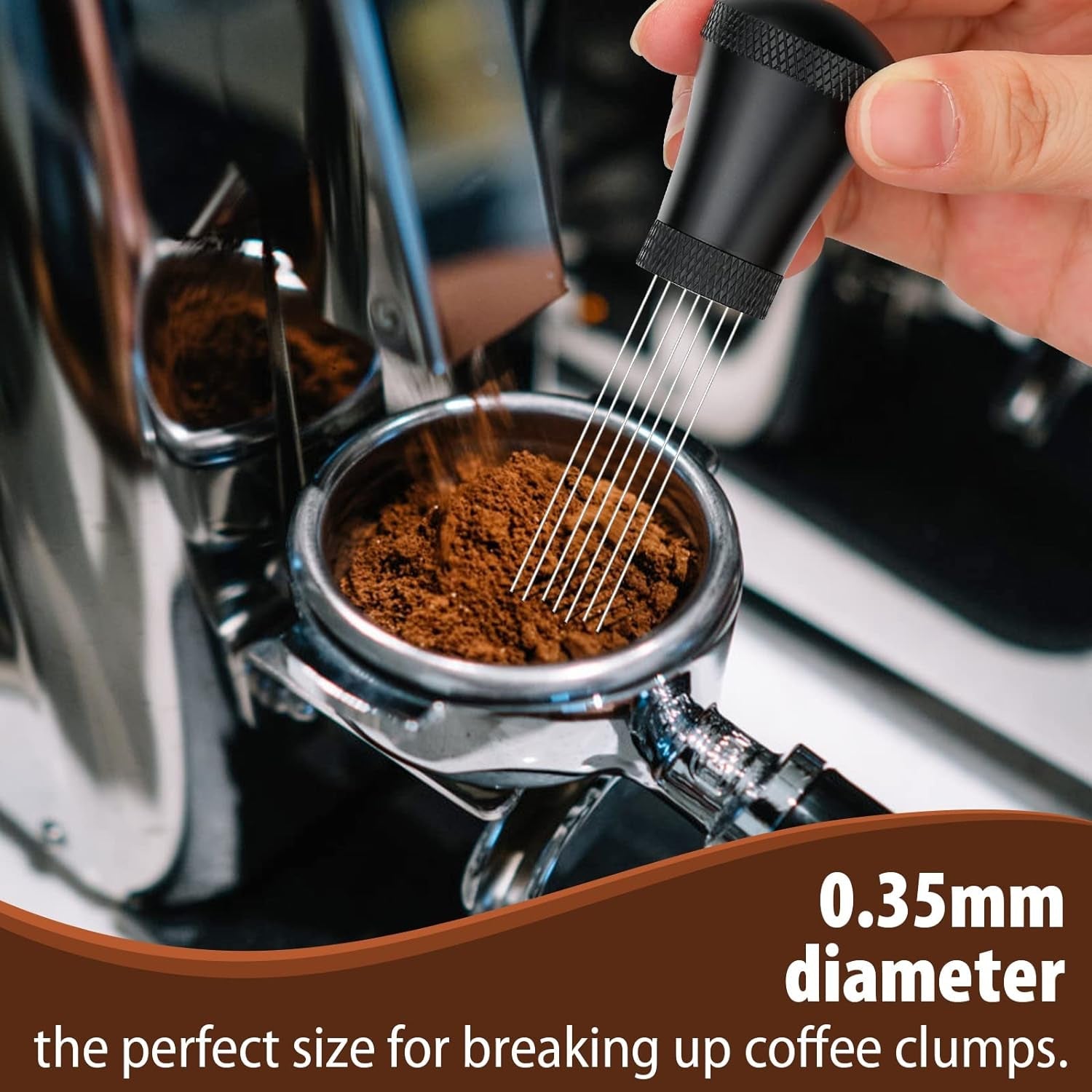 wdt-espresso-distribution-tool-espresso-stirrer-tools-for-barista-0-35mm-7-needles-espresso-coffee-stirrer-with-extra-7-replaceable-needles-aluminum-alloy-handle-with-stand-black