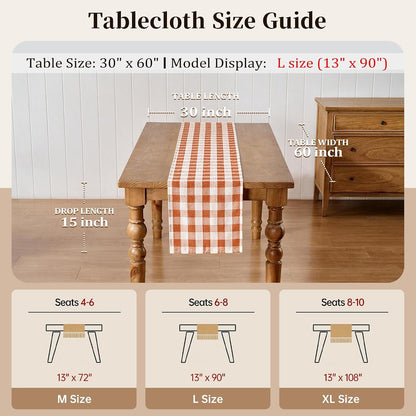 Fall Gingham Table Runner 13X90 Inches Long, Orange3