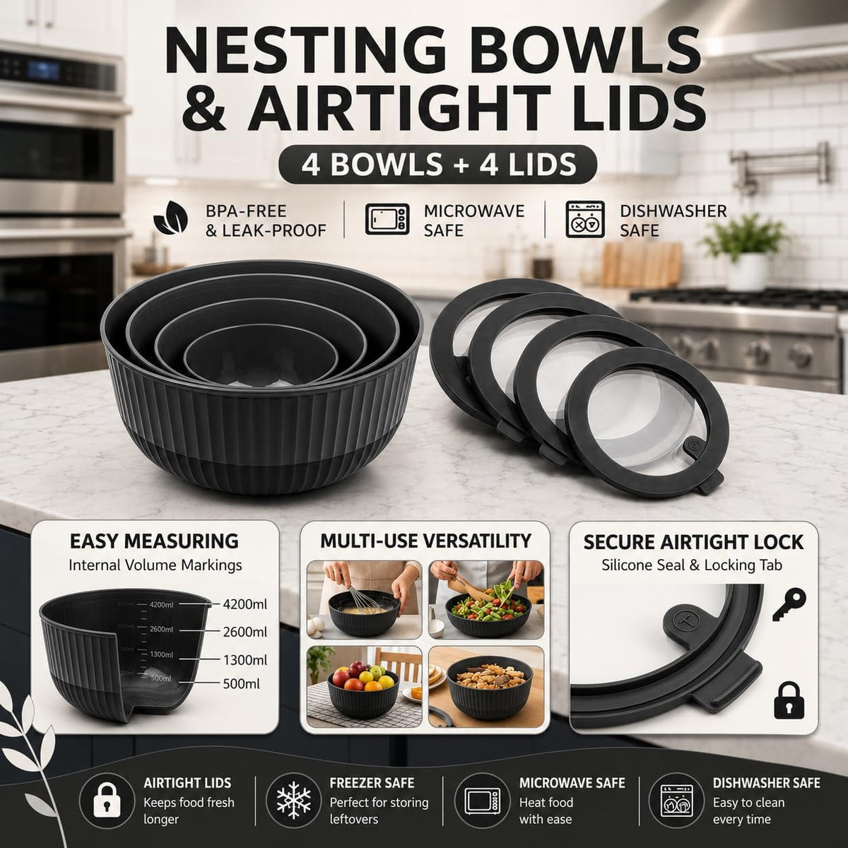 dora-plastic-mixing-bowls-with-lids-8-piece-airtight-leak-proof-nesting-bpa-free-prep-bowl-set-for-kitchen-food-storage-large-4200ml-capacity-microwave-dishwasher-safeblack