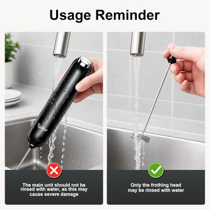 Instawhisk Upgraded Milk Frother with Variable Speed - Rechargeable Handheld Coffee Frother Wand with Detachable Whisks, Electric Drink Mixer for Latte, Cappuccino, Matcha, Almond Milk, Protein, Black8