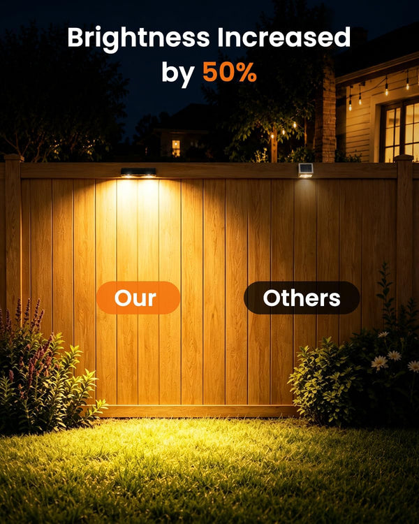 Fence Lights Solar Powered 12 Pack, 3000/4000/6000K 3 Modes, IP65 Waterproof Solar Fence Lights Outdoor, Dusk to Dawn Deck Lights for Outside, Wall, Backyard, Step, Patio, Stair Railings6