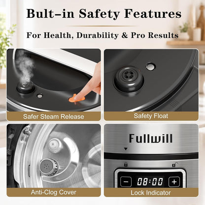 6QT 12-In-1 Electric Pressure Cooker with Dual Inner Pots | Pfas-Free Ceramic Coating | 24H Delay Timer | Dishwasher-Safe Accessories | Family Meal Prep| Easy Cleanup8