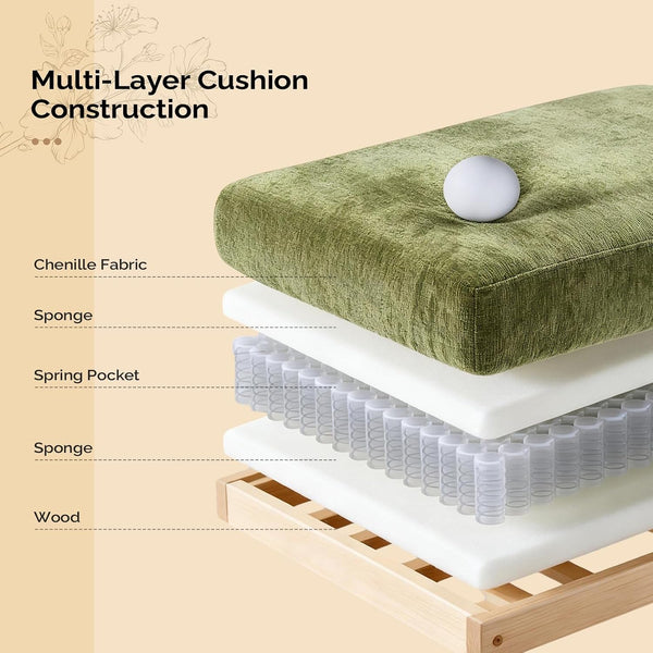 87" Convertible Sectional Sofa,L-Shaped Deep Seat Sofa Couch for Living Room,Modern 2-Seat Loveseat Sofa with Ottoman for Small Space(Olive Green)4