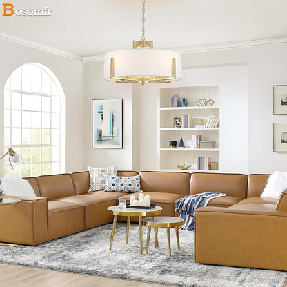 20In Gold Drum Chandelier 8-Light Modern White Fabric, Adjustable6