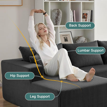 121" Boneless Couch, U Shaped Sofa, Sectional Couches for Living Room5