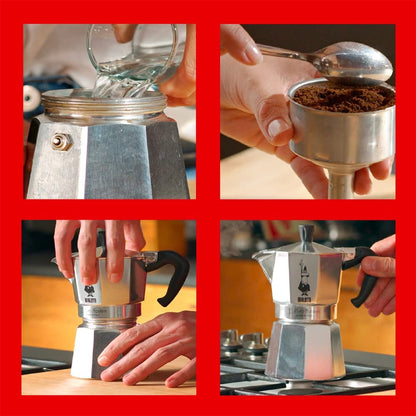 Moka Express Iconic Italian Stovetop Espresso Maker (Natural Silver, 6 Cups)5