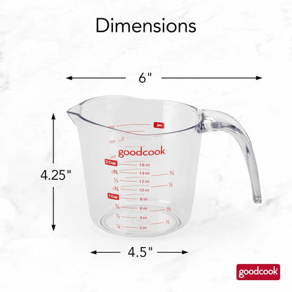 Everyday 2-Cup Measuring Cup Liquid Measuring with Ounces and Milliliters Markings Tapered Pour Spout Easy-To-Read Lines Comfortable Handle for Precise Measuring, Clear6