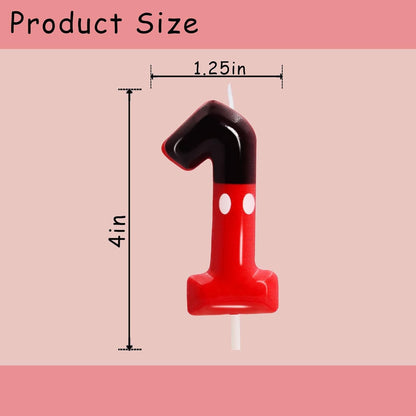 Red Mouse Number 1 Birthday Candle，First Birthday Decorations Kids2