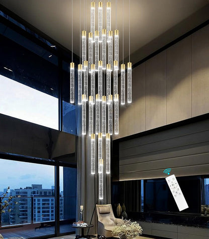 28-Light Long Large Modern Led Crystal Chandeliers Modern Spiral Chandeliers High Ceilings Chandelier for Staircase Foyer Gold6