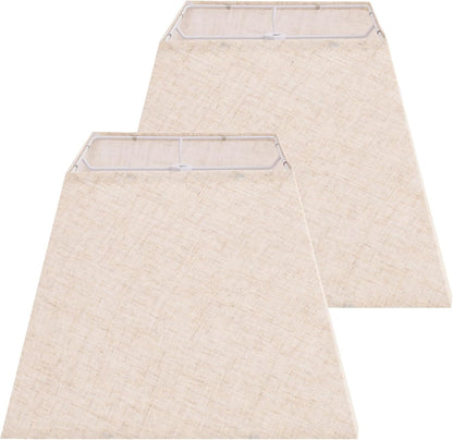 Lamp Shades Set of 2, 8''X8''Top, 13''X13''Bottom 10'' Height, Beige Square Lampshades Replacement Lamp Shades Natural Linen Hand Crafted for Table Lamps Floor Lamps Pendent Light, Assembly Required1