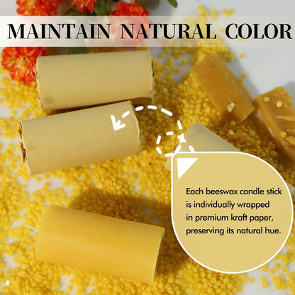 2 Pack Beeswax Pillar Candles,Non-Toxic 2X4 Inch Candle,35 Hour,Yellow9