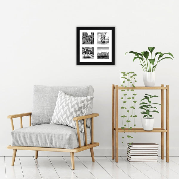 4X4 Collage Picture Frame - Fits 4 - Engineered Wood - Black4