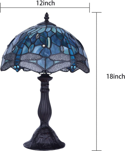 18" Tiffany Dragonfly Style Stained Glass Table Lamp, Green6