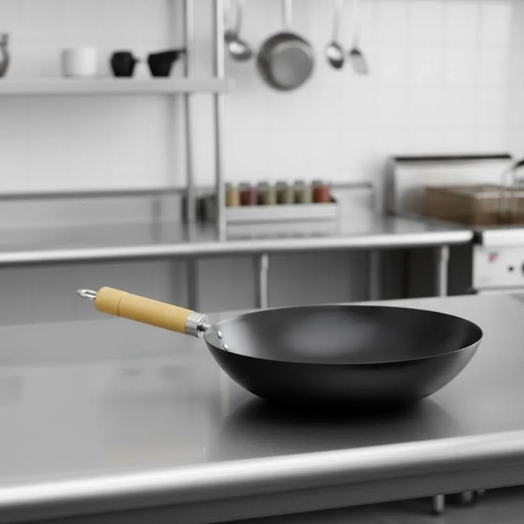 12-non-stick-carbon-steel-wok-pan-with-7-1-4-wood-handle-flat-bottom-cookware-chinese-wok-stir-fry-pans-traditional-woks-grilling-frying-steaming-for-authentic-asian-food