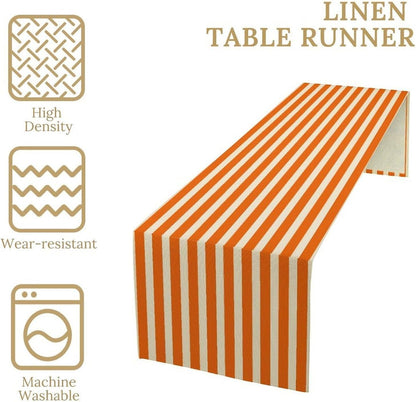 Striped Table Runner, Orange White Vertical Stripe Modern Minimalism Farmhouse Table Kitchen Dinning Table Runner for Indoor Home Decor Birthday Party Wedding, 13X36 Inch3