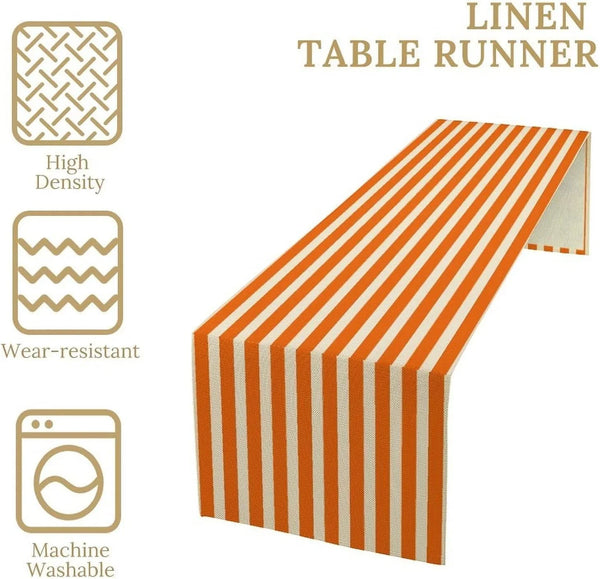 Striped Table Runner, Orange White Vertical Stripe Modern Minimalism Farmhouse Table Kitchen Dinning Table Runner for Indoor Home Decor Birthday Party Wedding, 13X36 Inch3