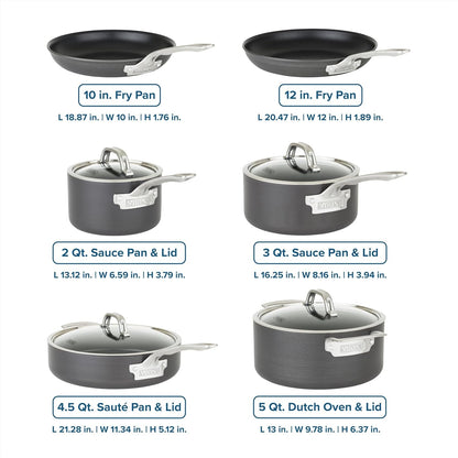 Viking Pots and Pans Set Non Stick, 10 Piece Hard Anodized Kitchen Cookware with Glass Lids, Black4