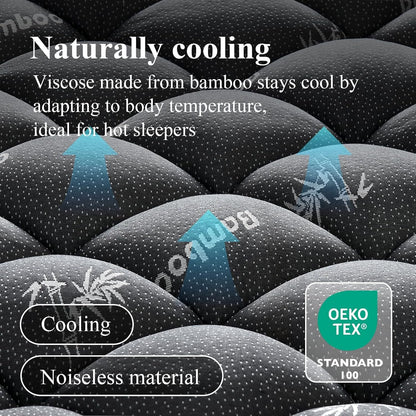 Queen Mattress Topper, Bamboo Viscose Thick Pillow Top Mattress Pad | Deep Pocket Fits 6–18 Inch Mattress, Naturally Cooling for Hot Sleepers, Soft Relief for Back Pain, Premium Dark Grey2