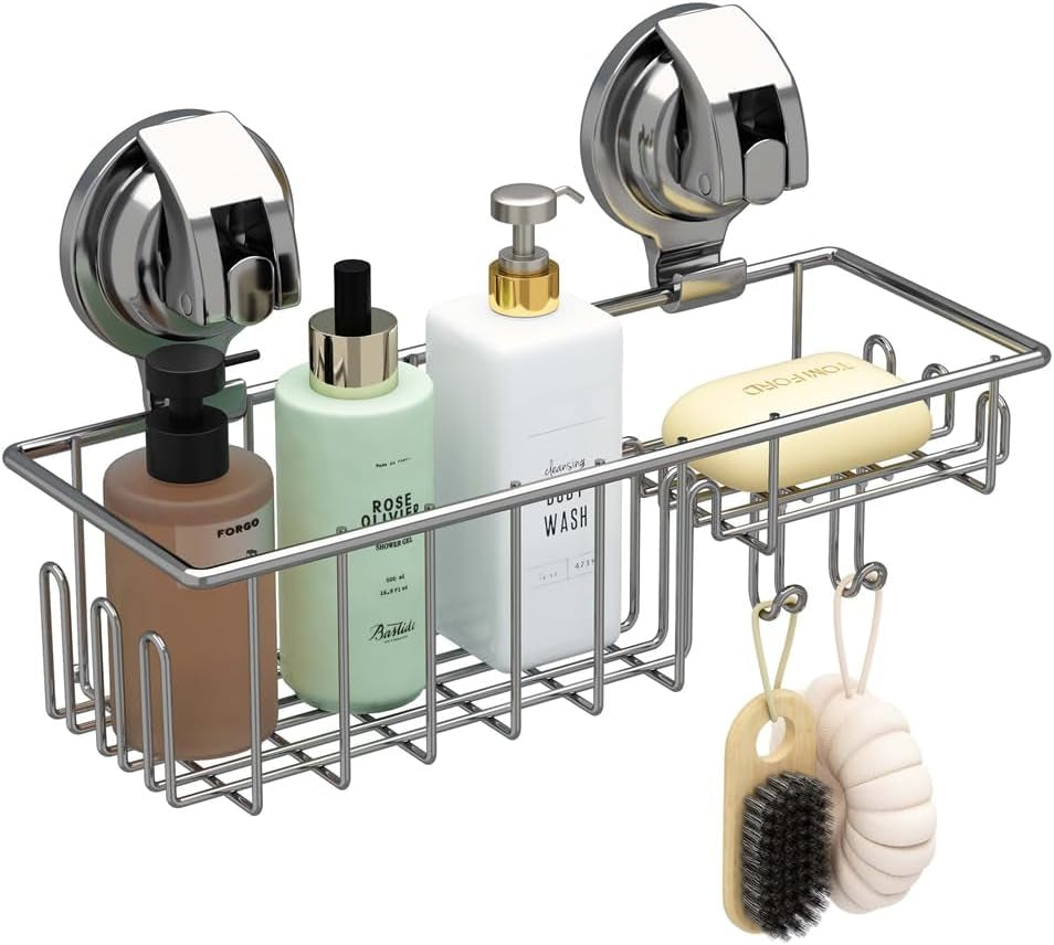 suction-cup-shower-shelf-shower-caddy-soap-dish-with-hooks-for-sponge-rust-proof-304-stainless-steel-silver
