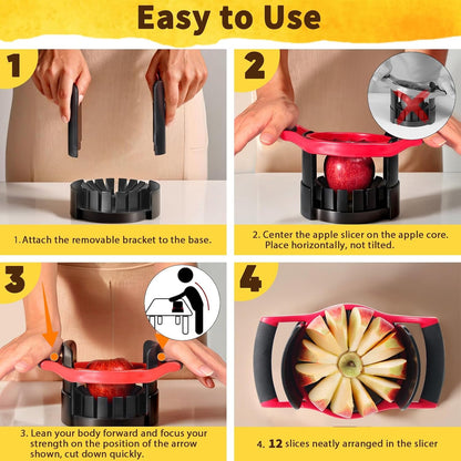 Newness 5.12 in Large Apple Slicer, Cut 12 Thin Slices All the Way Through, HEAVY - DUTY Stainless Steel Apple Corer & Slicer for Fruits & Vegetables - Dishwasher Safe4