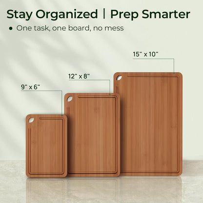 Bamboo Cutting Board, Wood Chopping & Butcher Block for Kitchen | Non Toxic, Resisted-Cracking&Curling, Deep Juice Groove, Side Handles,Cross-Laminated Structure, Knife-Friendly, Gifts Ready7