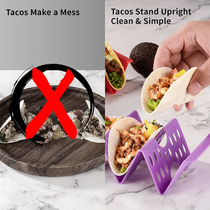 Taco Holder Stand Set of 6, Taco Shell Holders for 3 Tacos, Taco Rack Tray |  Taco Stands for Soft/Hard Shells, Colorful Large Taco Rack Plates Set of 4/6/12, Microwave & Dishwasher Safe7