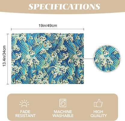 Blue Japanese Style Fabric Placemats 13 X 19 Inch Set of 62