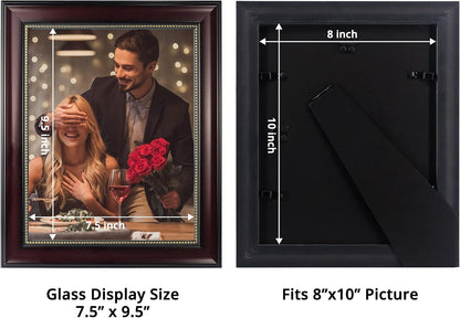 8X10 Picture Frame for Tabletop Display and Wall Mounting Wooden 2 Pieces Mahogany with Gold Beaded Collage Brown4