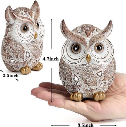 Owl Statue and Figurine for Home Decor Accents Adorable Owl for Shelf Bookshelf Bedroom Living Room Office Table Desk Modern Decorations Animal Sculpture for Birds Lovers2