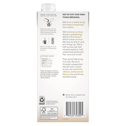 TAZO Classic Chai Latte Concentrate, 32 Oz Carton | Premium Caffeinated Black Tea with Cinnamon, Ginger, Cardamom and Vanilla Spices for Hot or Iced Chai Tea Lattes5
