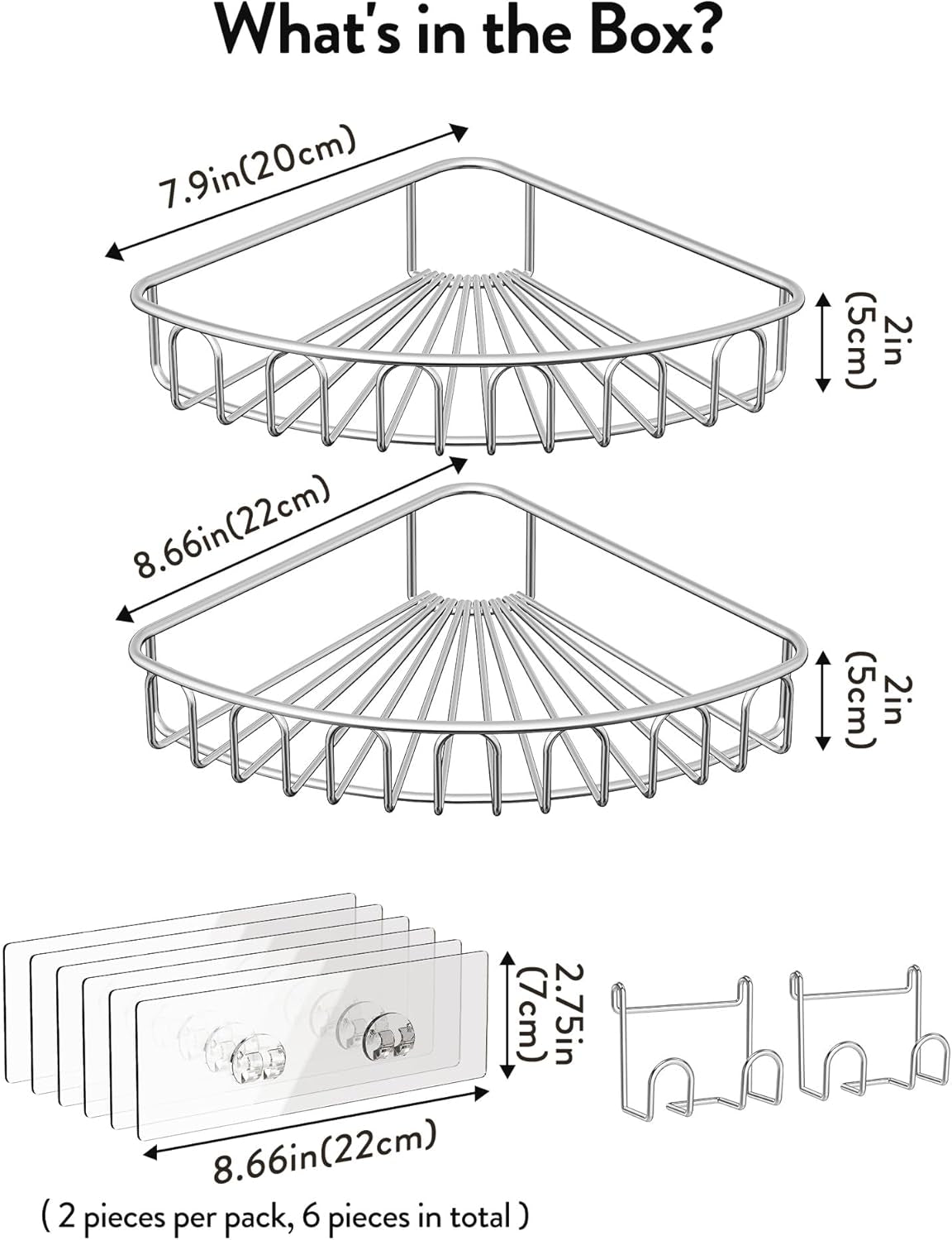 corner-shower-caddy-stainless-steel-with-hooks-wall-mounted-bathroom-shelf-storage-organizer-adhesive-no-drilling-2-pack-silver-only-for-90-degree-corner