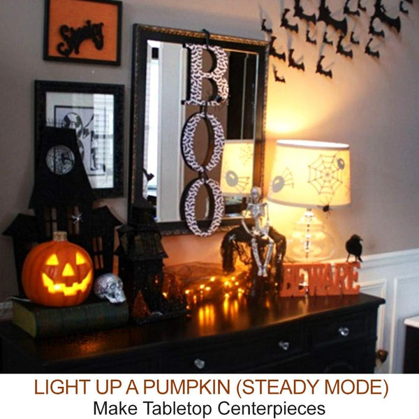 2-Pack Halloween Pumpkin Lights with Remote/Timer - Orange Pumpkin Lights LED Battery Operated Halloween Decor - Jack-O-Lantern Outdoor Decorations3
