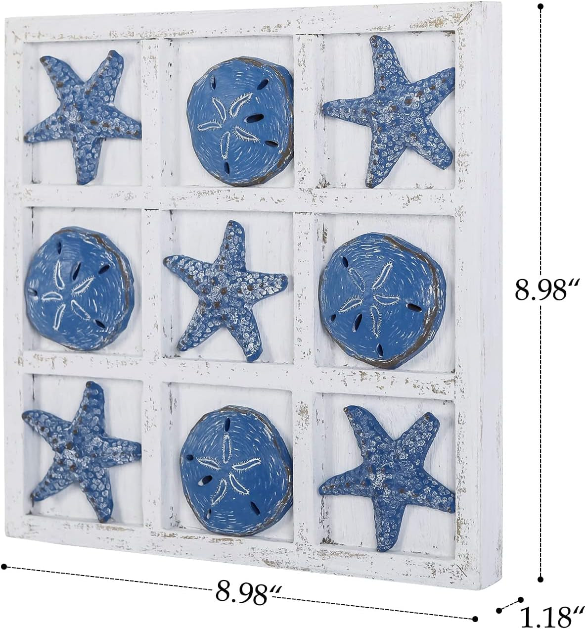 beach-decor-tic-tac-toe-5-sand-dollars-5-starfish-pieces-wood-board-travel-game-for-coastal-house-coffee-table-decor-blue