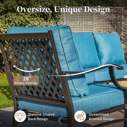 5-Piece Metal Outdoor Conversation Set, 7 Seats4