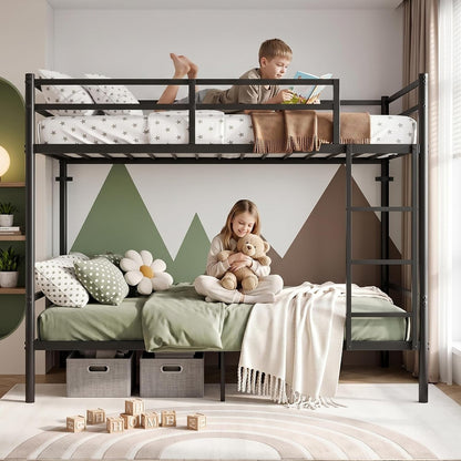 Metal Bunk Bed Twin over Twin for Kids and Teens, Noise-Free Design, Black3